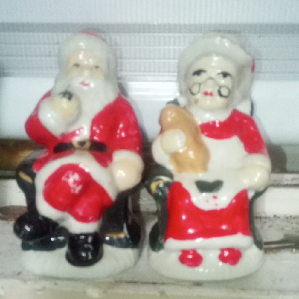 Festive Santa and Mrs. Claus Ceramic Figurines